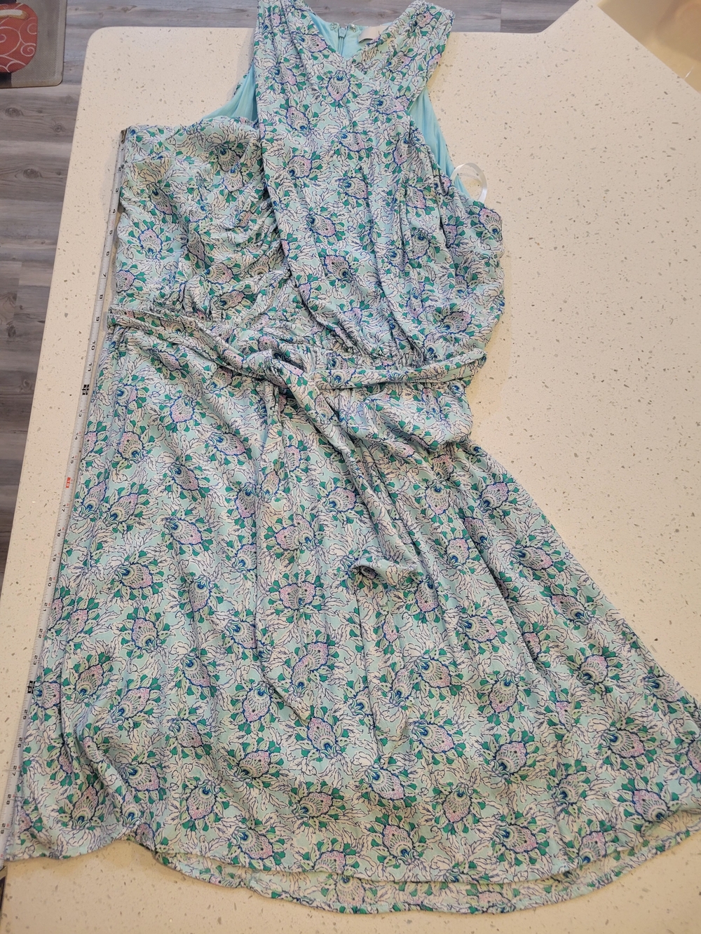 LOFT Light Blue Floral Sleeveless Dress